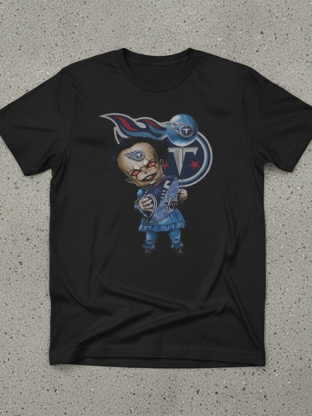 Tennessee Titans Horror Mascot Graphic T-Shirt Football Fan Gothic Style Tee